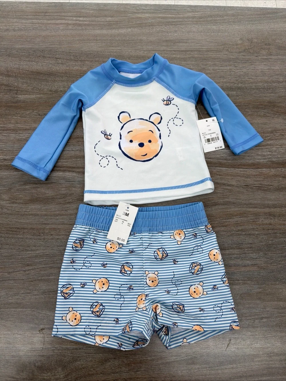 Disney Baby Winnie The Pooh 2 Piece Rashguard And Swim Shorts -3m-NWT